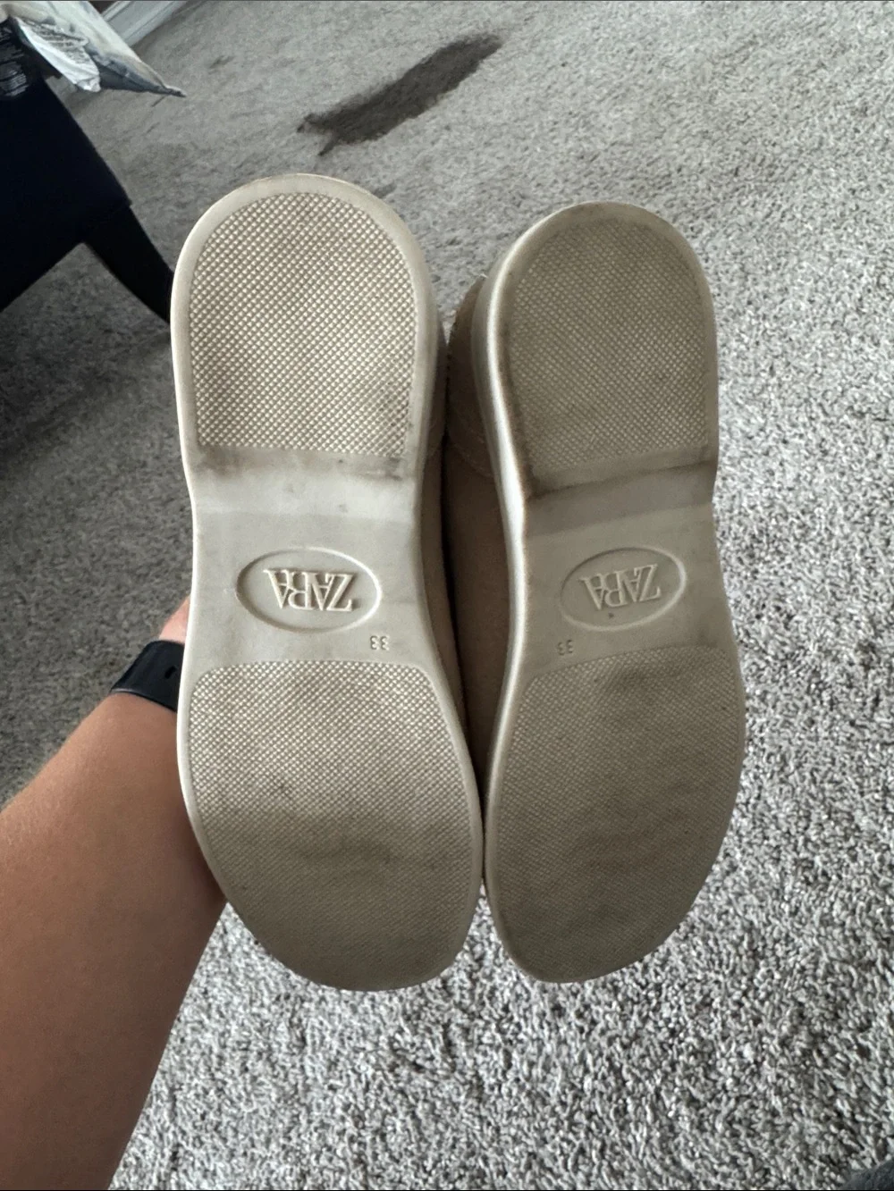 Boys Zara Suede Slip-On Loafers in Tan.